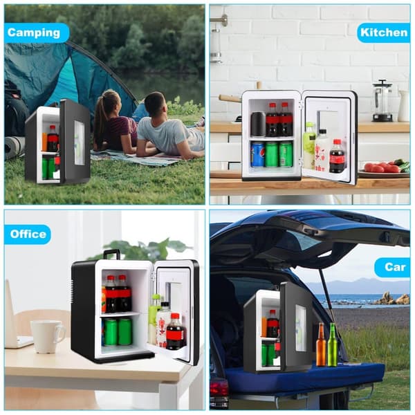 15L Minikylskåp 2 i 1 AC DC Bärbart Minikylskåp med varm- och kylfunktion 12V/220V-240V för hem/bil Svart