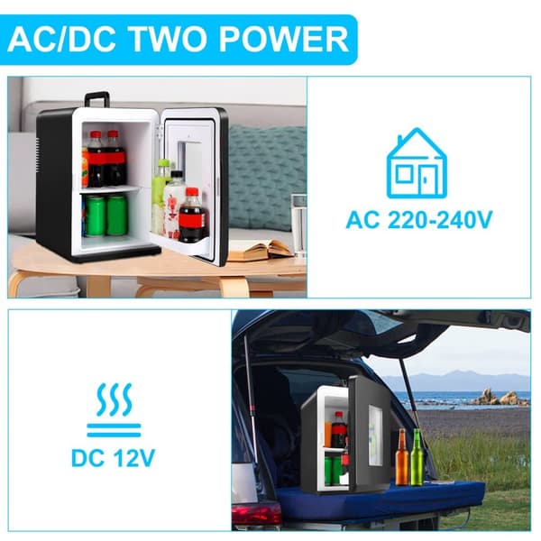 15L Minikylskåp 2 i 1 AC DC Bärbart Minikylskåp med varm- och kylfunktion 12V/220V-240V för hem/bil Svart