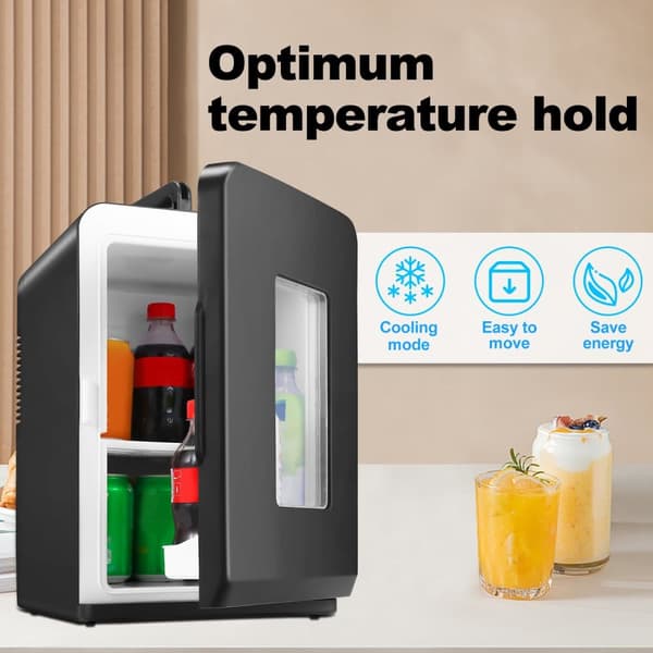 15L Minikylskåp 2 i 1 AC DC Bärbart Minikylskåp med varm- och kylfunktion 12V/220V-240V för hem/bil Svart