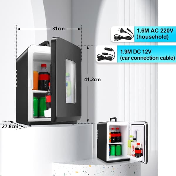 15L Minikylskåp 2 i 1 AC DC Bärbart Minikylskåp med varm- och kylfunktion 12V/220V-240V för hem/bil Svart
