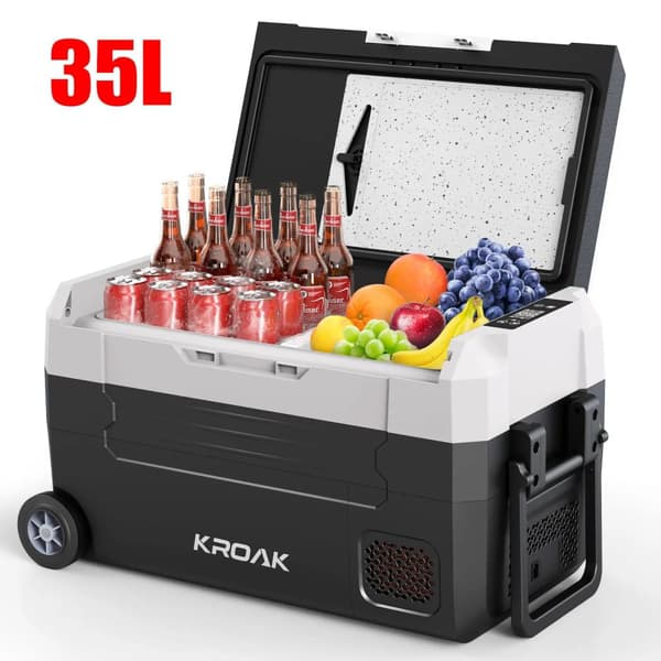 KROAK Bilkylskåp, Dubbelzonfunktion, Temperaturkontroll,35L Standard