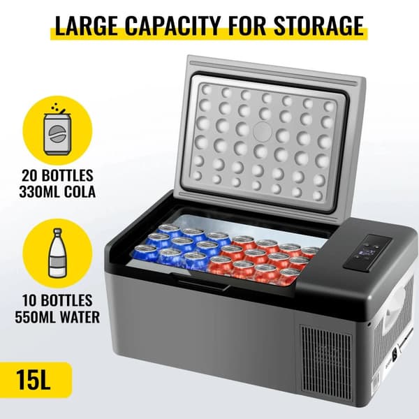 Kannettava mini-jääkaappi, 15L kapasiteetti, kaksoisjännite, -20℃ - 10℃ jäähdytyslämpötila-alue