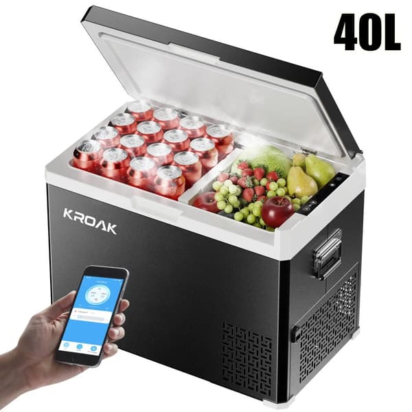 KROAK Bærbar Køleskab, Hurtig Kold, Dobbelt Zone Funktionalitet,40LBluetooth Version