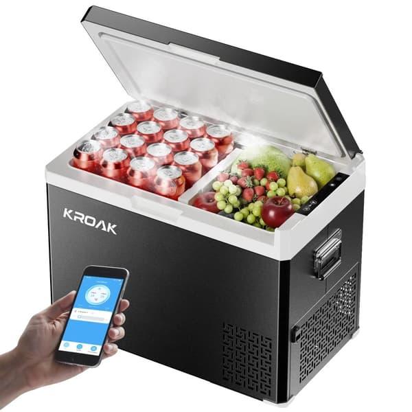 KROAK Bærbar Køleskab, Hurtig Kold, Dobbelt Zone Funktionalitet,40LBluetooth Version