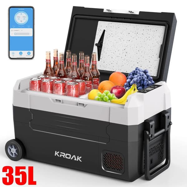 KROAK Bærbar Køleskab, Flere Kapacitetsmuligheder, Bluetooth Funktionalitet,35LBluetooth Version