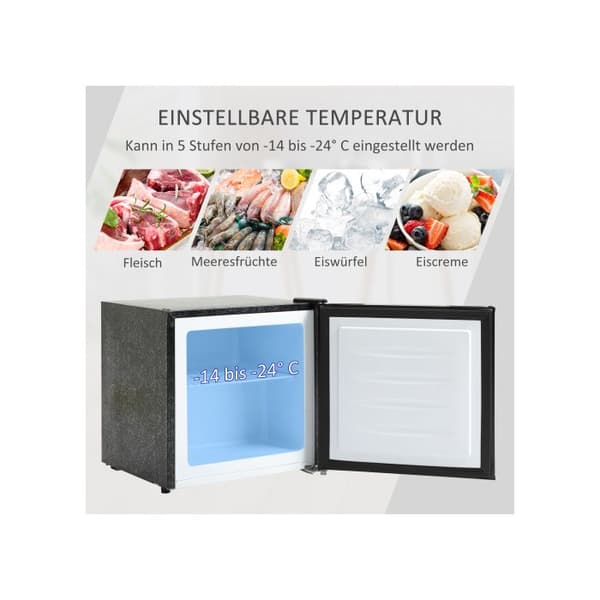 Mini fryser HOMCOM, 35 liter, 161 watt, 5 nivåer av temperaturskontroll, -14 till -24°C