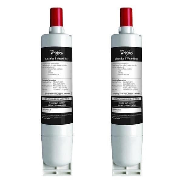 Set med två original Whirlpool SBS002 vattenfilter för amerikanskt kylskåp 484000008726(2)