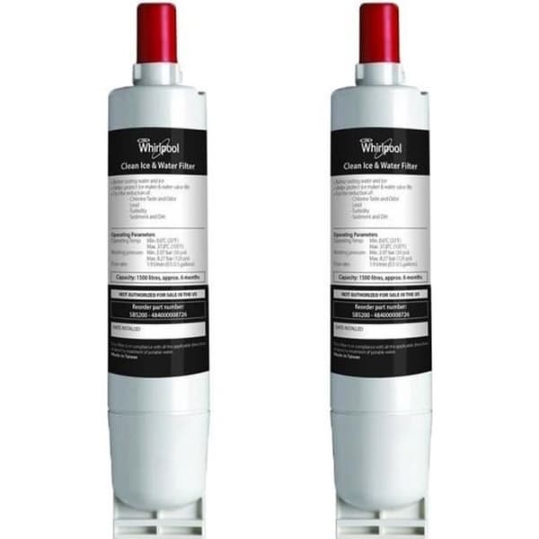Set med två original Whirlpool SBS002 vattenfilter för amerikanskt kylskåp 484000008726(2)