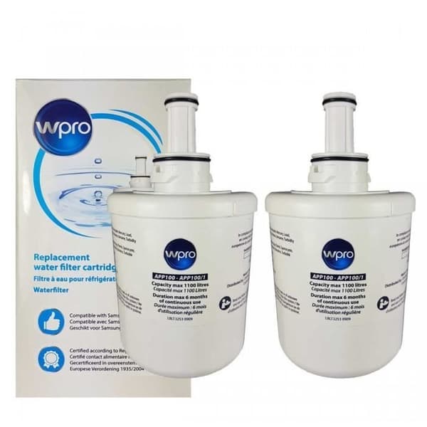 VATTENFILTER (x2) WPRO APP100/1 FÖR SAMSUNG KYLSKÅP - MAYTAG 484000000513x2