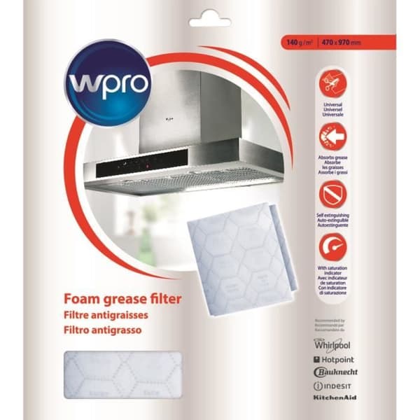 Set med 2 st WPRO UGF 005 fettfilter för spiskåpor - 57x47 cm Vit