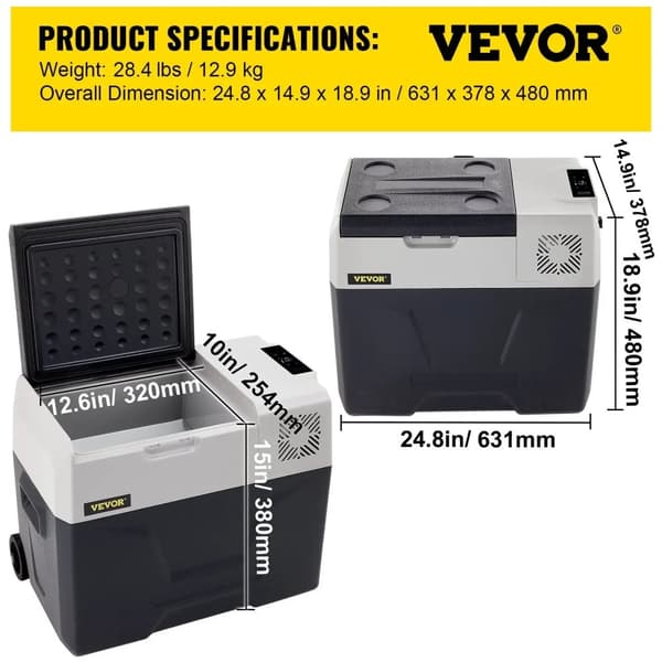 Bærbar kompressor køleskab, 40L kapacitet, multi-spændingskompatibilitet,42Qt 40L