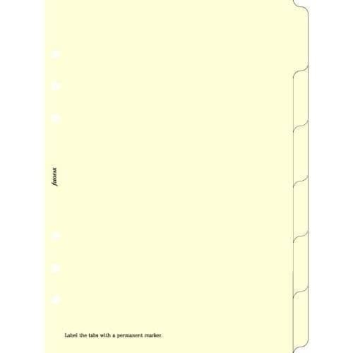 Filofax Blank Tab Dividers - Paket med 6 - Kräm - A5 storlek