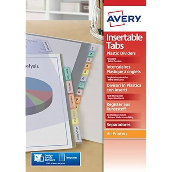 Flikavdelare - Avery - 05614501 - Polypropen - A4 - 12 nycklar - Vit
