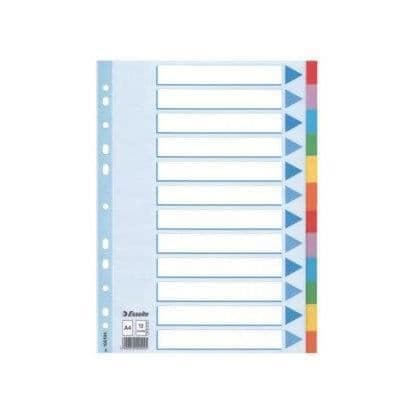 Kartongindex - Esselte - A4 - 12 positioner - Multicolor - 160 g/m2