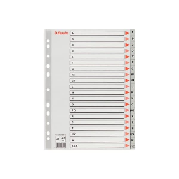 Esselte A-Z A4 Tab Divider Grå