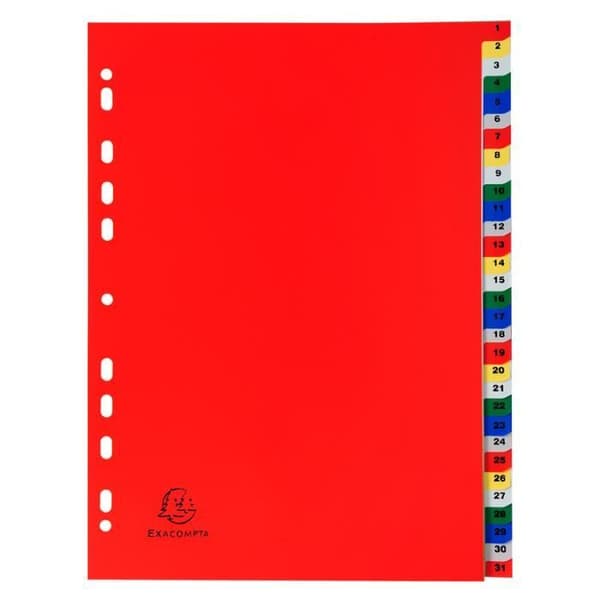 Spel interkalär A4 Nr. 1-31 PP färg.+ index