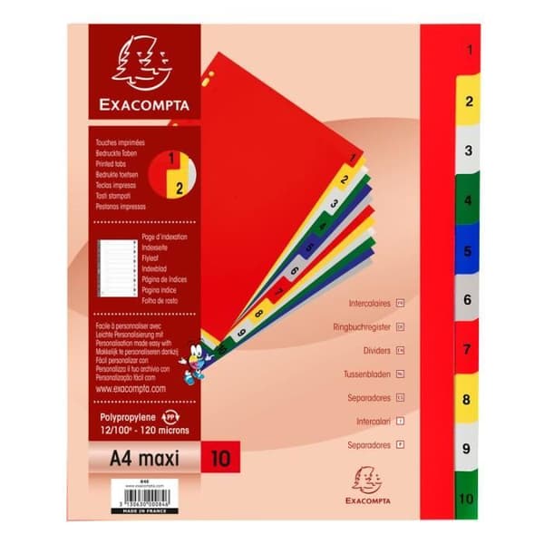 Interkalaire - Exacompta - A4+ - PP - 10 positioner - Färger varierade