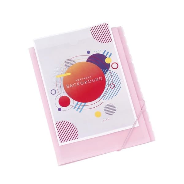 Viquel-avdelare - Propysoft anpassningsbar 12-fack A4 sorterare - Elastisk stängning - Genomskinlig rosa