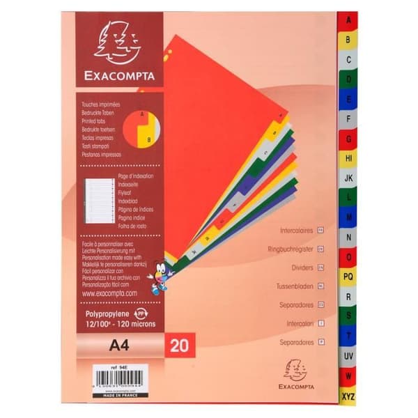 Interkalärer A4 - Exacompta - Alpha A-Z - Polypropen - Mjuk - Oskärbar