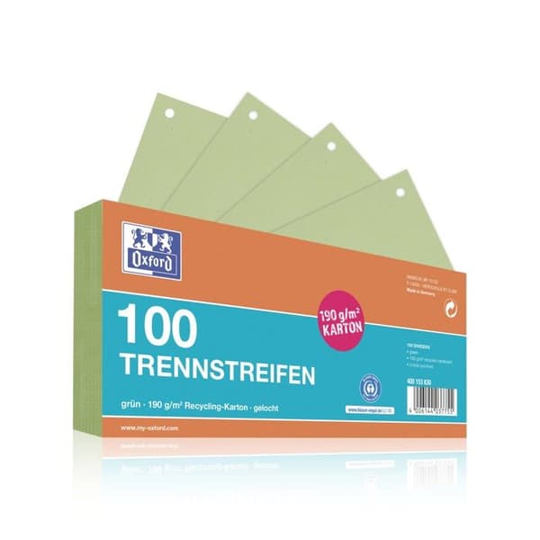 Oxford divider - 400153830 - Förpackning med 100 separeringsremsor i grön perforerad kartong 190 g/m