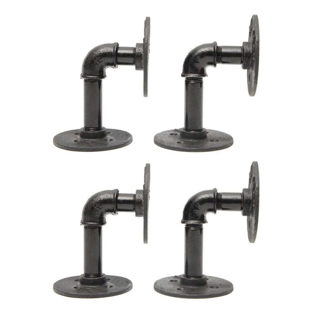 Svart Iron Industrial Pipe Hylla Fäste Hållare Vintage Retro Vägg Flytande Hylla - 4st