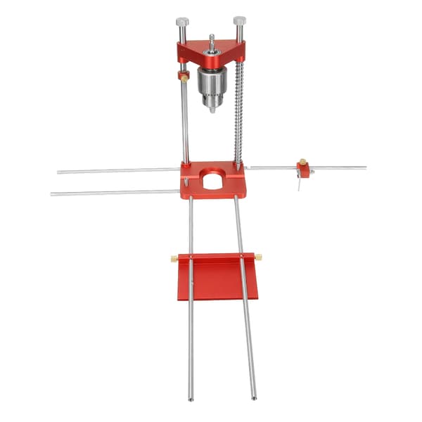 Uppgraderad all aluminiumlegering justerbar träbearbetningsborrguide med 8 st förlängningsstänger flipstopp och skiftnyckel