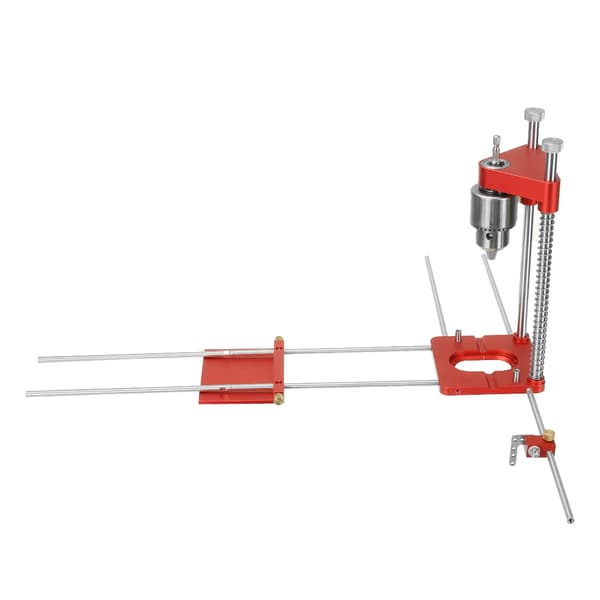 Uppgraderad all aluminiumlegering justerbar träbearbetningsborrguide med 8 st förlängningsstänger flipstopp och skiftnyckel