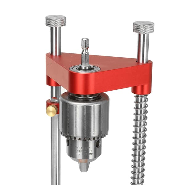Uppgraderad all aluminiumlegering justerbar träbearbetningsborrguide med 8 st förlängningsstänger flipstopp och skiftnyckel