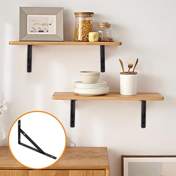 Väggmonterad hyllkonsol - 8 St Etagere Väggmonterad - Hyllstöd - 200x120mm, Svart