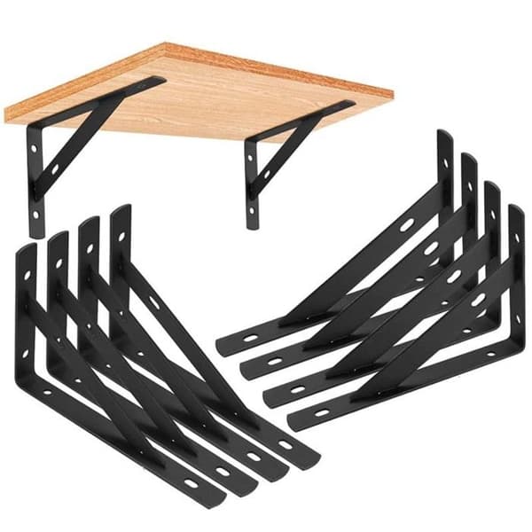 Väggmonterad hyllkonsol - 8 St Etagere Väggmonterad - Hyllstöd - 200x120mm, Svart