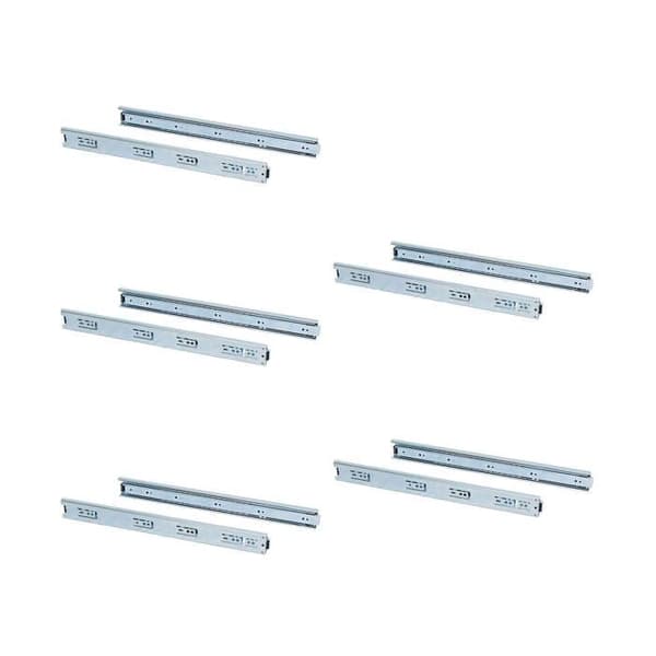 Emuca Set med 5 lådor, kullager, höjd 45 mm, djup 450 mm, helskjutbar, förzinkad