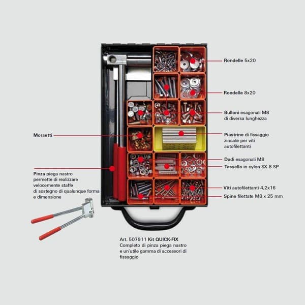 Fästfäste - monteringskloss - Fischer hörnkoppling - 507911 - quick-fix system, grå/röd