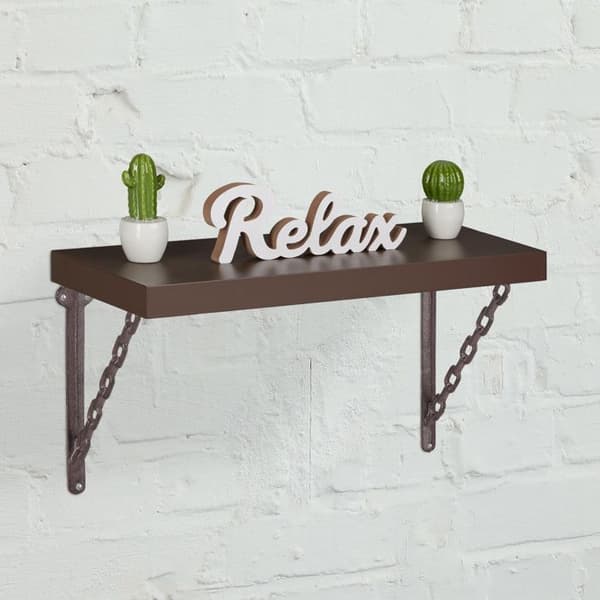 Relaxdays gjutjärnshyllfäste, set om 2, antik stil kedjemönster, väggfäste för hylla, rostig brun