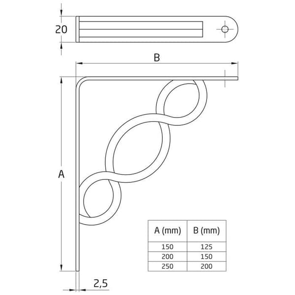 Fixeringsvinkel - AMIG - 12364 - Stål - 200x150mm - Max belastning 180kg