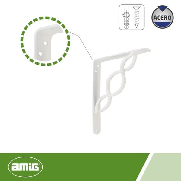 Fixeringsvinkel - AMIG - 12364 - Stål - 200x150mm - Max belastning 180kg