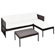 vidaXL Hagesofagruppe med puter 3 deler polyrotting brun
