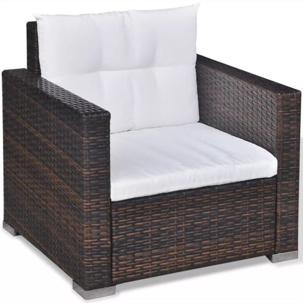 vidaXL haveloungesæt 6 dele med hynder polyrattan brun