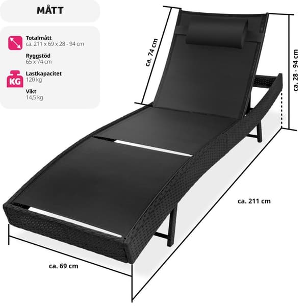 Solsäng konstrotting Delphine - svart