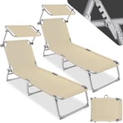2 solsängar med soltak - beige