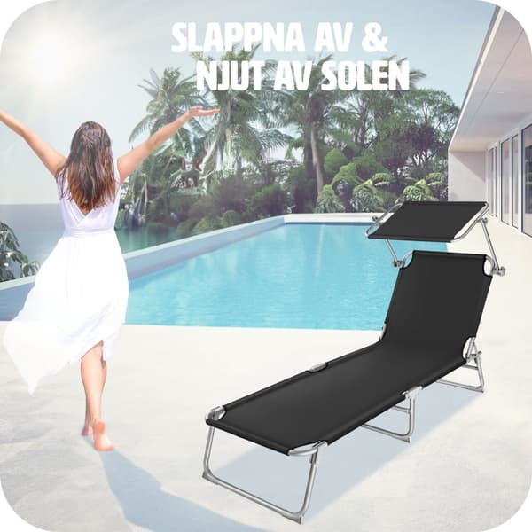 Solsäng med soltak - svart