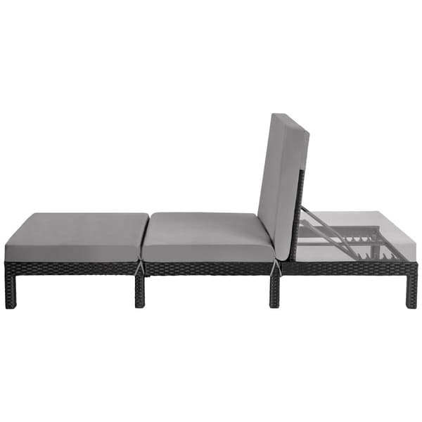 Polyrattan liggestol med hynder Sofia - sort