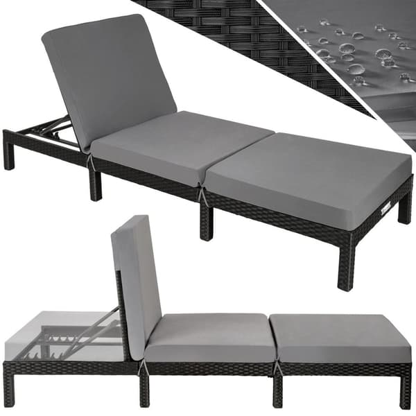 Polyrattan liggestol med hynder Sofia - sort