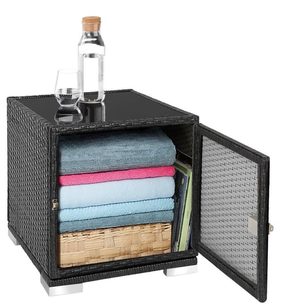 Sæt med liggestole + bord i polyrattan/aluminium - sort