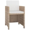 Miniatyrbillede 3 af 8: vidaXL udendørs spisebordssæt 9 dele med hynder polyrattan beige