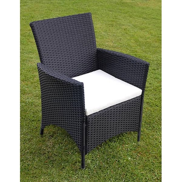 vidaXL udendørs spisebordssæt 9 dele med hynder polyrattan sort