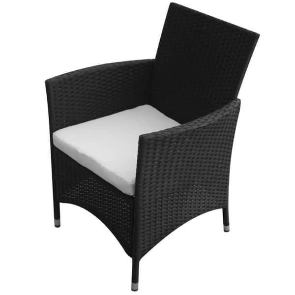 vidaXL udendørs spisebordssæt 9 dele med hynder polyrattan sort