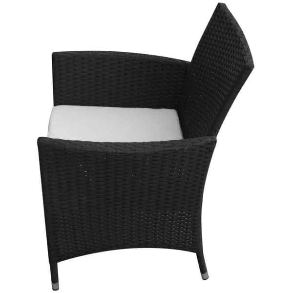 vidaXL udendørs spisebordssæt 9 dele med hynder polyrattan sort