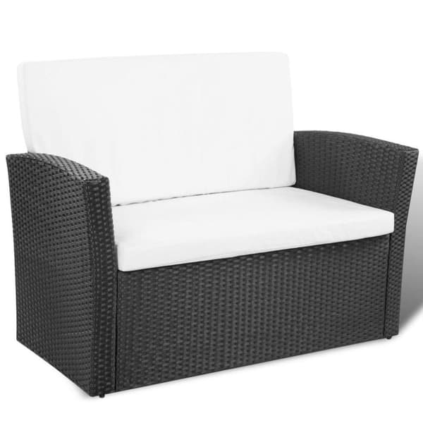 vidaXL Loungegrupp för trädgården med dynor 4 delar konstrotting svart