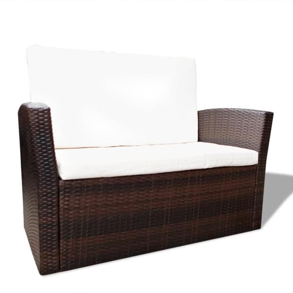 vidaXL Loungegrupp för trädgården med dynor 4 delar konstrotting brun