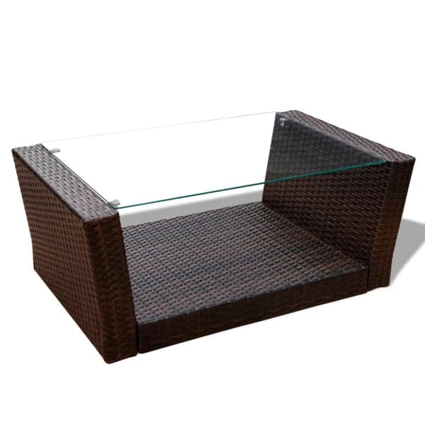vidaXL Loungegrupp för trädgården med dynor 4 delar konstrotting brun